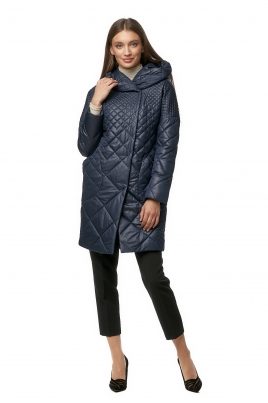 Длинное женское пальто из текстиля с капюшоном