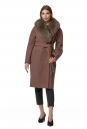 Женское пальто из текстиля с воротником, отделка песец 8016816