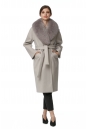 Женское пальто из текстиля с воротником, отделка песец 8017715