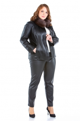 Женская кожаная куртка из натуральной кожи с воротником, отделка песец